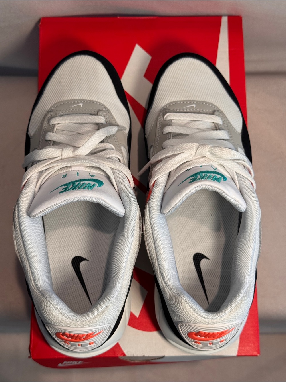 Nike Women’s Sneakers in White, Black, Gray, Teal & Coral - Picture 6 of 9